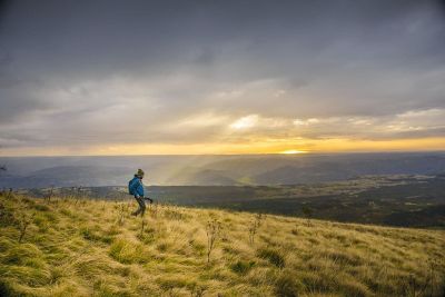 man trekking