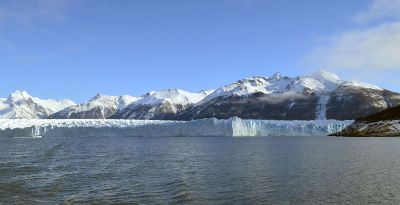 glacier with mountains