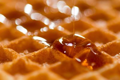 syrup on a waffle