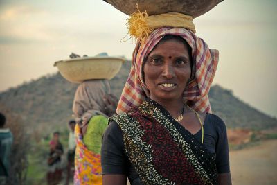 woman balancing bowl