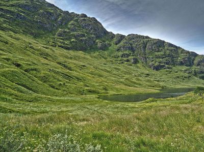 green rocky hills