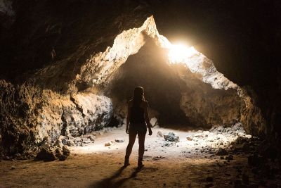 woman in cave