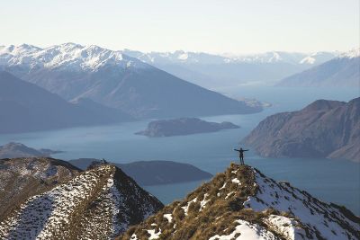 man on a mountaintop