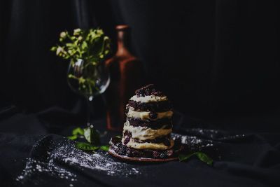 dessert on a table cloth