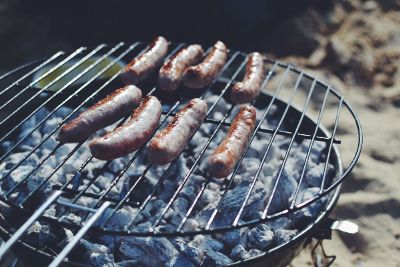 brats on a grill