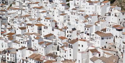 town with white buildings