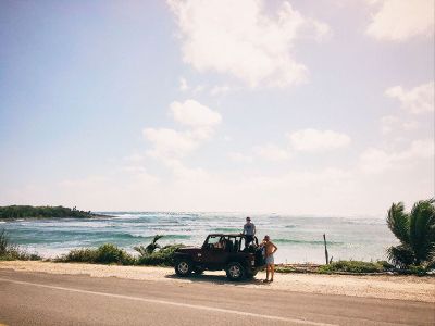 jeep by the beach