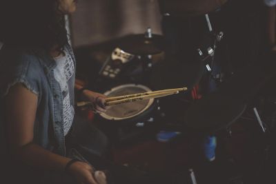 playing the drums