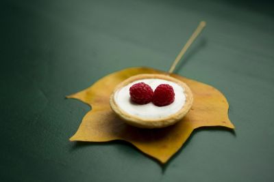 dessert on a leaf