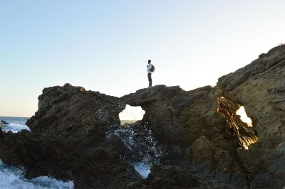 man on a rock