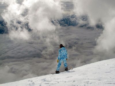 person on snowboard