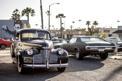 old car in parking lot