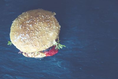 hamburger on poppy seed roll