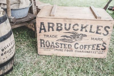 coffee box and bourbon barrel