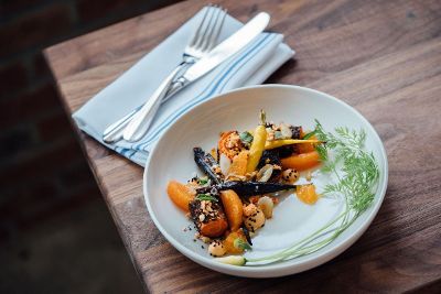 food on plate with silverware