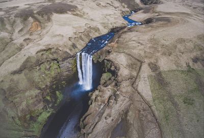 desert river with waterfall