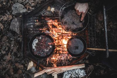 cooking over a fire pit