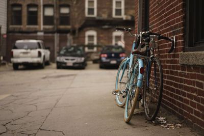 bikes against a wall