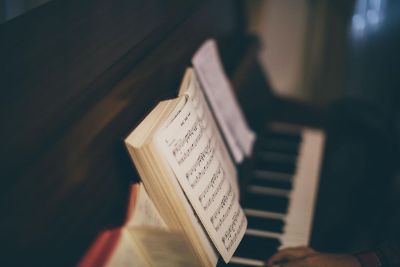 practicing on the piano