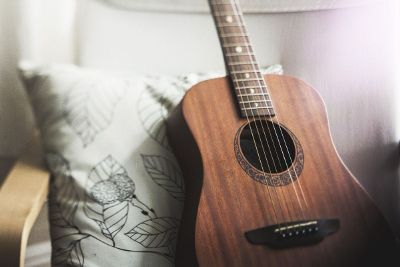 guitar on pillow