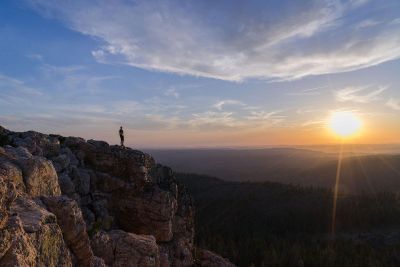 person watching sunset