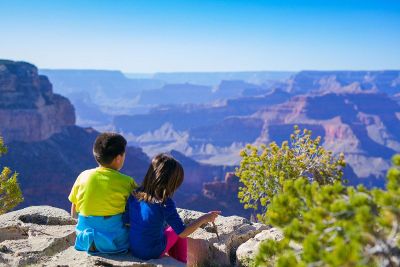 two children on a mountain