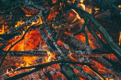 sticks burning in a fire