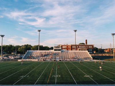 bleachers at a school stadium