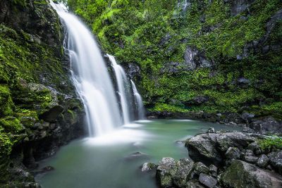 waterfall over rocks