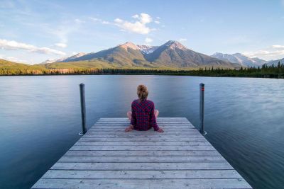 lady sitting on the dock