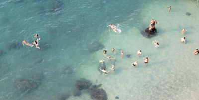 people swimming in sea