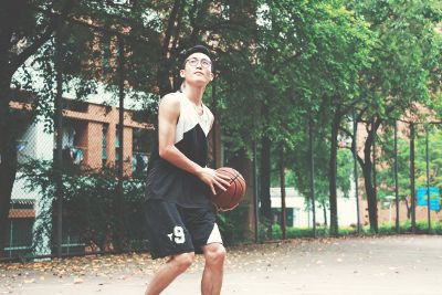 playing basketball