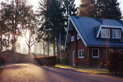 morning sunrise near house