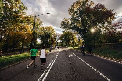 jogging in the park