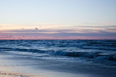 ocean beach with a sunset