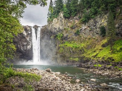 waterfall from mountains