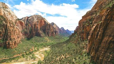 canyon vista red rocks blue sky