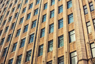 a building with many windows