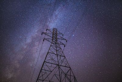 summer sky through the wires