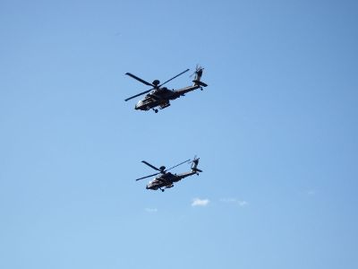 two copters in flight