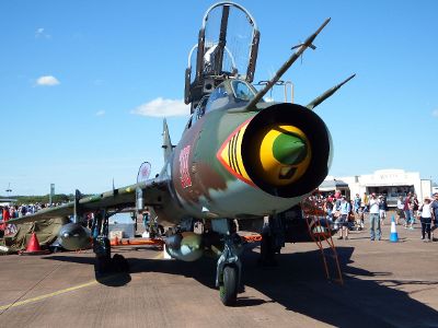 military jet on display
