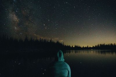 night sky over lake