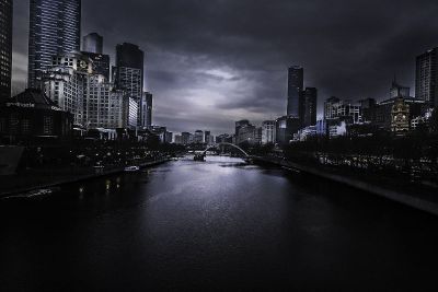 eerie cityscape at night