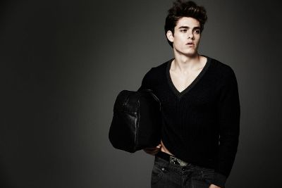 male model in black clothes