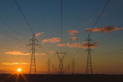 power lines at sunset