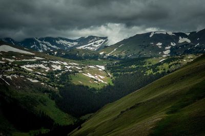 stormy sky over hills