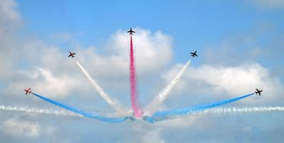 patriotic display by planes