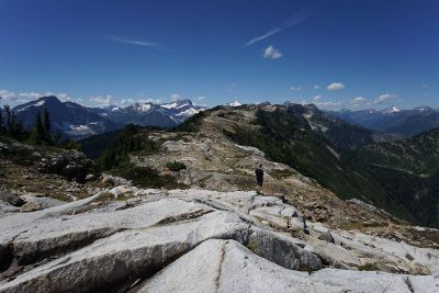 hiking the mountain top