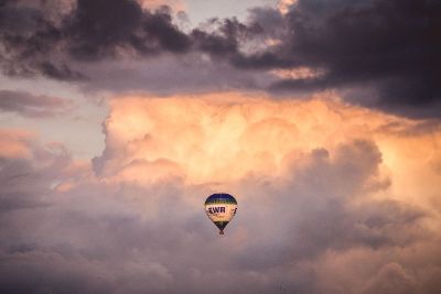 hot air balloon in the storm clouds