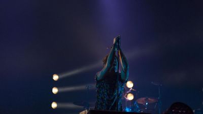 singer at a rock concert